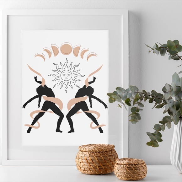 Wall Art Bohemian Woman Silhouette Celestial Print Poster Illustration Unframed - Picture 3 of 6